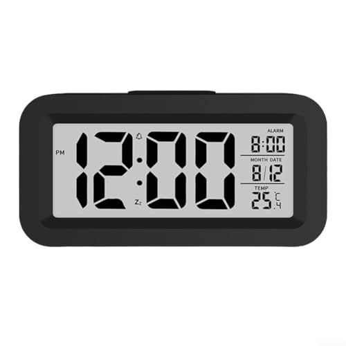 Digitaler Wecker mit großem Display und Kalender- und Temperaturfunktion für Reisen (schwarz) von SPORTARC