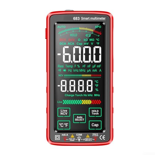 Digitales Multimeter 683, fortschrittlicher Touchscreen, wiederaufladbar über USB, NCV-Technologie, automatische Abschaltung, Hintergrundbeleuchtung, Retention (rot) von SPORTARC