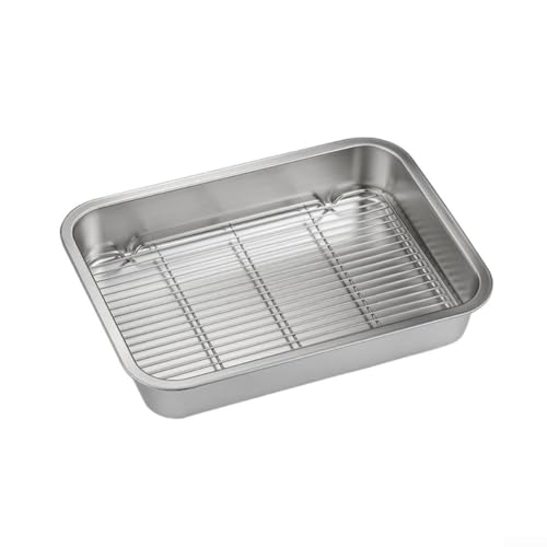 Edelstahl-Backgeschirr mit Kühlgitter zum Braten, Backen und Dehydrieren von Lebensmitteln (31 x 24 x 5 cm) von SPORTARC