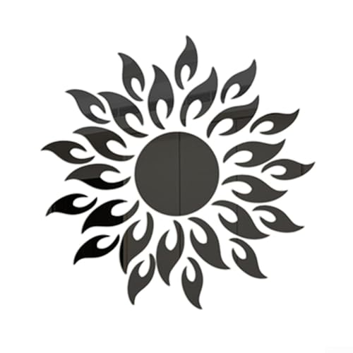 Elegante 3D-Spiegel-Sonnen-Wandaufkleber, DIY-Acryl-Wanddekoration, für Innenräume (schwarz) von SPORTARC