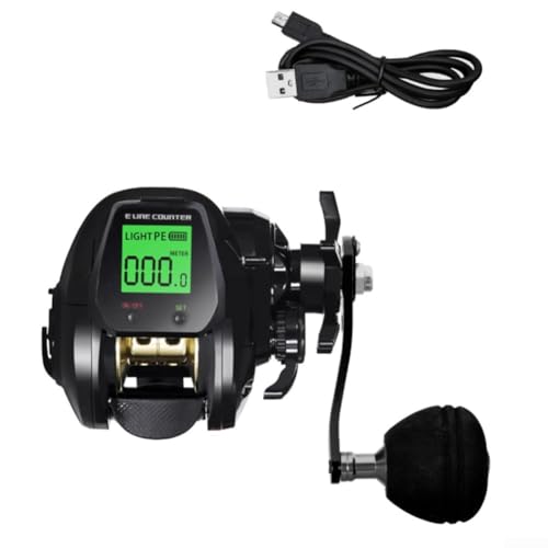 Fish Bite Baitcast-Rolle mit verbessertem Magnetbremssystem und wiederaufladbarem Akku für ultimative Kontrolle (schwarz rechts) von SPORTARC