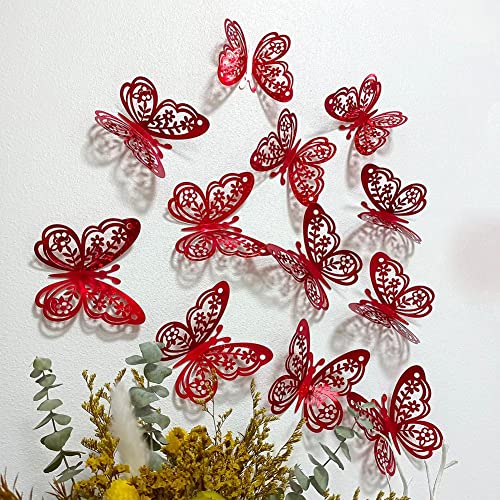 Fliesenaufkleber, YH403 blauer hohler Stereo Schmetterling Wandaufkleber YH403-rot von SPORTARC