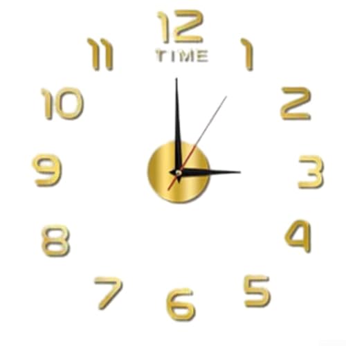 Große 3D Spiegel Wanduhr Stilvolle DIY Aufkleber für Büro Home Dekoration Elegantes Design für jeden Raum (Gold) von SPORTARC