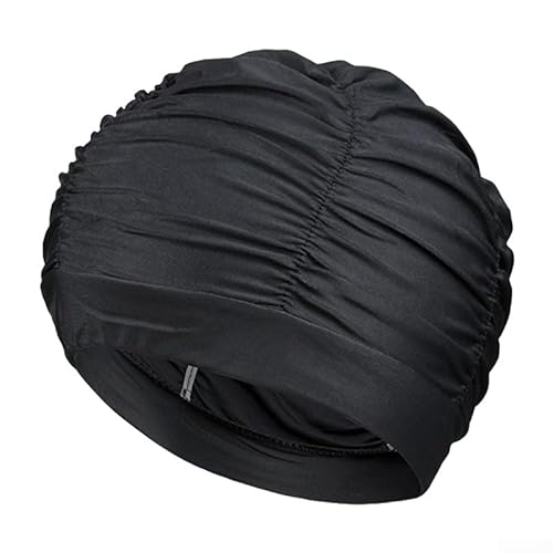 Hochelastische Badekappe, lange Haarkappe, Wassersport, Turban, Hüte (schwarz) von SPORTARC