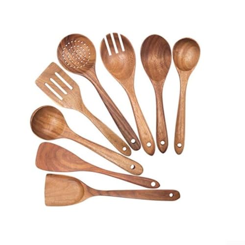 Holzlöffel-Set, Kochutensilien aus Holz, Küchenutensilien, Löffel, antihaftbeschichtet, Pfannenwender, Kochset (8 Stück) von SPORTARC