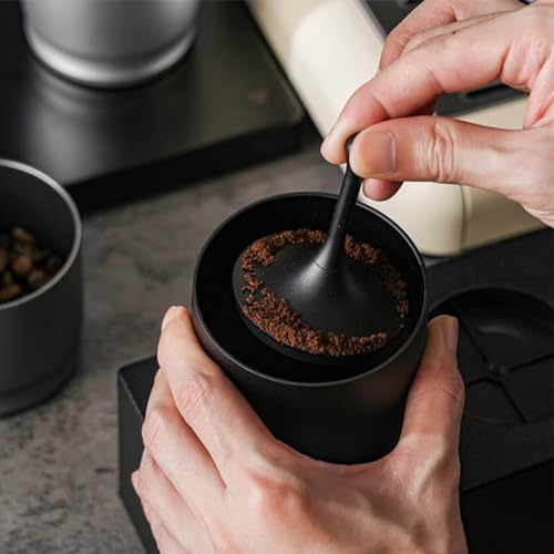 Kaffee-Dosierbecher aus Aluminiumlegierung, Kaffeepulver-Picker, Kaffee-Dosierringe Presse mit Deckel für 58 mm Kaffeestampfer (schwarz) von SPORTARC