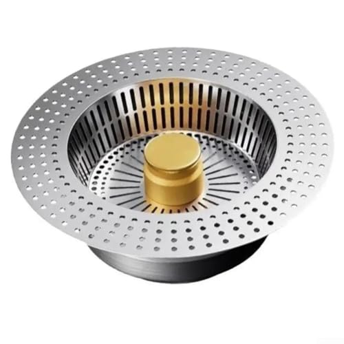 Küchenspüle Abflussfilter, Edelstahl Küchenspüle Filter, große Kapazität Lebensmittelfänger mit tiefem Netz für Zuhause Silber (Gold Edelstahl) von SPORTARC