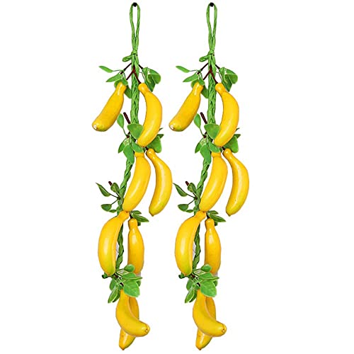 Künstliche Blumen, 2 Stück, künstliche Bananen, Obstschnur, künstliches Gemüse, zum Aufhängen, für Zuhause, Garten, Dekoration von SPORTARC