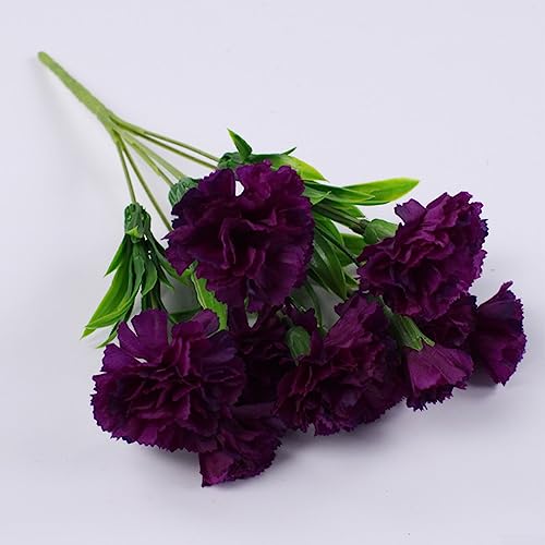Künstliche Blumen aus Kunststoff, 11 Köpfe, künstliche Nelken, Dianthus Caryophyllus Bouquet Dekor, Dunkelviolett Künstliche Blumen aus Kunststoff, 11 Köpfe, künstliche Nelken, Dianthus Caryophyllus Bouquet Dekor, Dunkelviolett von SPORTARC