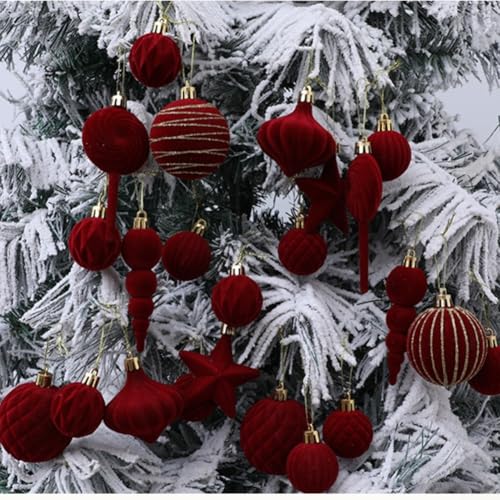 Leichtes 24-teiliges Weihnachtskugel-Set zum Aufhängen an Bäumen, perfekt für Thanksgiving, Hochzeiten, Urlaubsdekoration und Partys (Marineblau) von SPORTARC