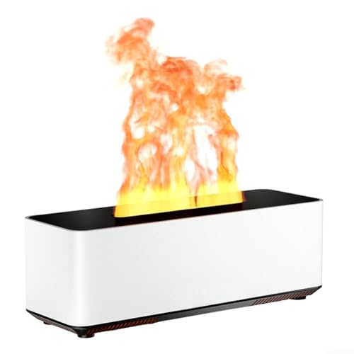 Luftbefeuchter und Aroma-Diffusor mit simulierter Flamme, perfekt für Entspannung, mit ultra-leisem Betrieb und Sicherheitsfunktionen für Seelenfrieden (Weiß-A) von SPORTARC