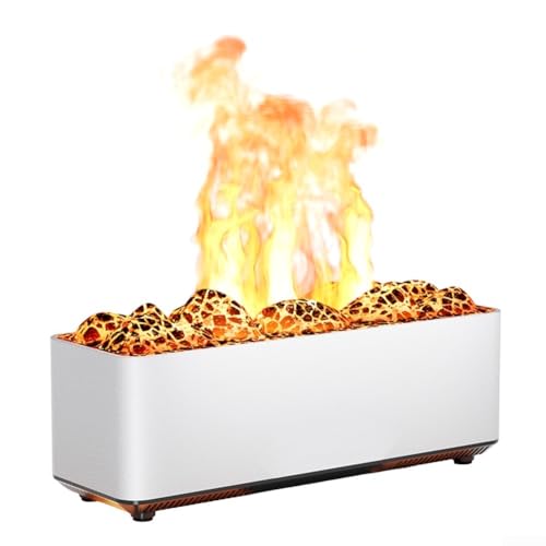 Luftbefeuchter und Aroma-Diffusor mit simulierter Flamme, perfekt für Entspannung, mit ultra-leisem Betrieb und Sicherheitsfunktionen für Seelenfrieden (Weiß-B) von SPORTARC