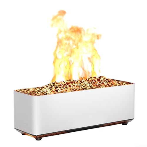 Luftbefeuchter und Aroma-Diffusor mit simulierter Flamme, perfekt für Entspannung, mit ultra-leisem Betrieb und Sicherheitsfunktionen für Seelenfrieden (Weiß-C) von SPORTARC