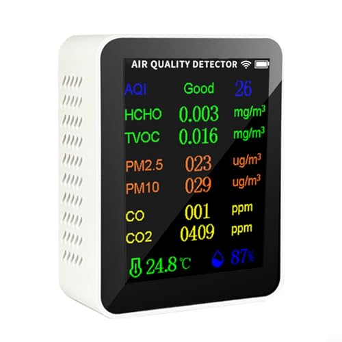 Luftqualitätsmonitor Innen, 10 in 1 WiFi CO2 Monitor Raumluft mit TVOC PM2.5 PM10 AQI HCHO Temperatur Luftfeuchtigkeit Luftverschmutzung Monitor Luftqualität Tester von SPORTARC