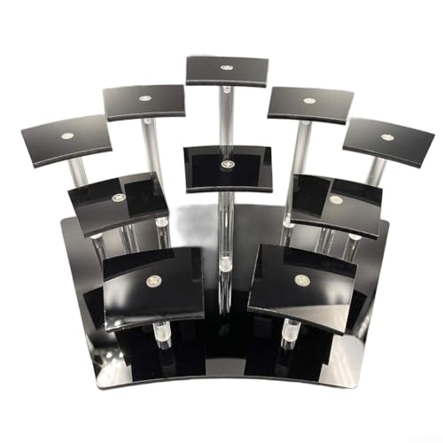 Mehrstöckiger Acryl-Leiterständer mit 10 Schichten und höhenverstellbaren Säulen, zum Präsentieren von Kuchen, Cupcakes, Parfüms und kleinen Dekorationsartikeln (schwarz) von SPORTARC