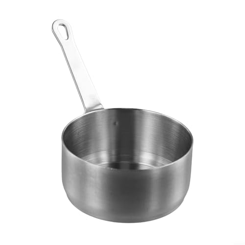 Mini-Stielkasserolle, 100 ml, Edelstahl, mit glattem Rand und Loch zum Aufhängen, geeignet für Kaffeezubereitung, Erhitzen von Milch und Kochen von Saucen (Silber L) von SPORTARC