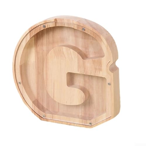 Personalisierte Buchstaben Holz Sparschwein für Jungen und Mädchen, A-Z Buchstaben Spardose mit Alphabet-Aufklebern, Spardose (G) von SPORTARC
