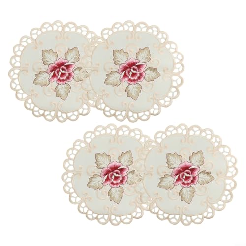 Platzsets mit Blumenstickerei für Esstisch, Hochzeiten und Feiern, 4 Stück von SPORTARC