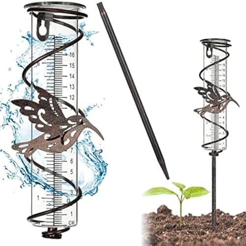 Regenmesser Dekorativer Glas-Regenmesser mit Kolibri-Design, perfekt für Außenbereiche von SPORTARC