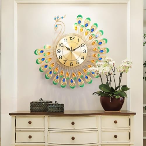 SPORTARC 38,1 cm leise 3D-Pfau-Wanduhr aus Metall mit Kristallen, für Wohnzimmer, Dekoration, moderne Kunst SPORTARC 38,1 cm leise 3D-Pfau-Wanduhr aus Metall mit Kristallen, für Wohnzimmer, Dekoration, moderne Kunst von SPORTARC