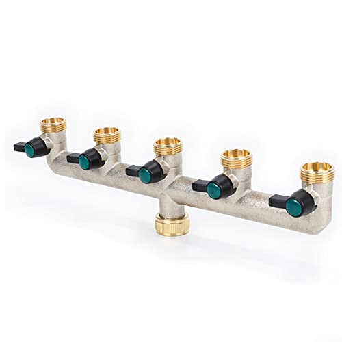 SPORTARC 5 Wege Hahnverbinder 5 Wege Messing Wasserhahn Verteiler 3/4 Zoll Wasserverteiler 5 Gartenschlauch von SPORTARC