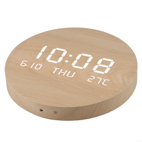 SPORTARC Digitale Wanduhr, geräuschlose LED-Digital-Wanduhr, Holzrahmen, digitale Wanduhr, mit großem Bildschirm, leiser Betrieb für Schlafzimmer und Wohnzimmer (B) von SPORTARC