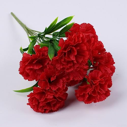 SPORTARC Kunststoff Fake Blumen, 11Head Nelke Künstliche Blumen, Künstliche Nelken, Dianthus Caryophyllus Bouquet Decor, Rot von SPORTARC