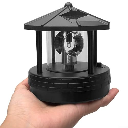 SPORTARC Solarbetriebener LED-Leuchtturm, 360 Grad drehbare Lampe, wasserdichte Statue, rotierende Lichter für Garten, Hof, Outdoor-Dekor von SPORTARC