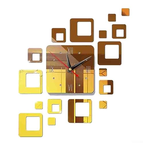 SPORTARC Spiegel-Wanduhr, Wandaufkleber, 3D-Acryl-Aufkleber, Quarz-Wandkristall, Spiegeluhr, Heim-TV-Hintergrund, Wanddekoration (Golden) von SPORTARC