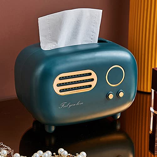 Taschentuchbox für Feuchttücher, Retro Radio Styling Kosmetiktücherbox, Kosmetiktücherbox Für Küche Badezimmer Schlafzimmer, 17.5×12.5×12.5cm, Grün von SPORTARC