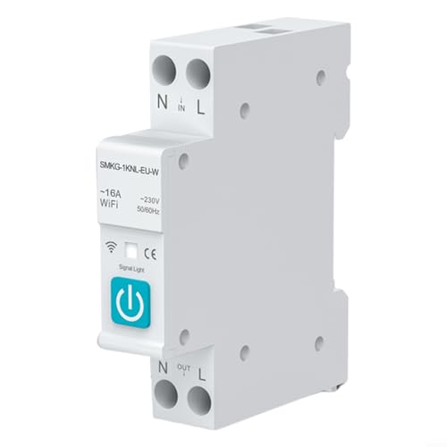 Smart Circuit Breaker, Tuya WiFi Leitungsschutzschalter 1P DIN-Schiene Home Manuell/Fernbedienung Schalter Drei Timing-Modi 100-240V AC (16A) von SPORTARC