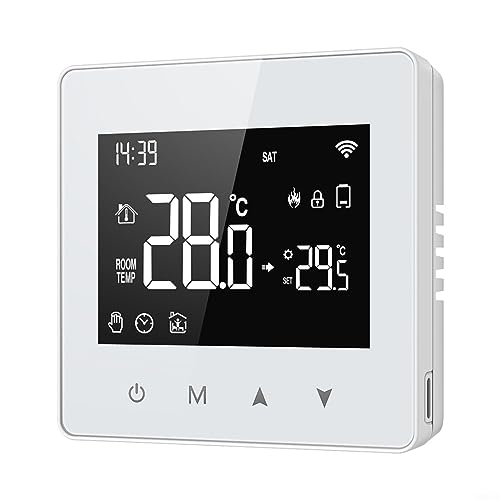 Smart Programmierbares Thermostat, Tuya Zigbee Thermostat Betrieben durch Batterie, Smart Thermostate Boiler WLAN Heizungsthermostat Digital Wandmontage Ofen Thermostat mit LCD Display APP Steuerung von SPORTARC