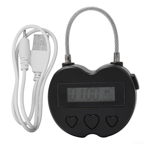 Smart Time Lock, elektronischer Timer, zeitgesteuerte Schlösser, multifunktionales digitales Zeitschloss mit LCD-Display, Reise-elektronischer Timer, USB-Aufladung (schwarz) von SPORTARC