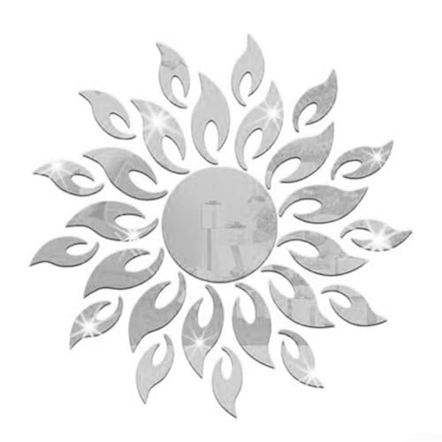 Spiegel Sonnenblume Wandaufkleber Abnehmbare Acryl Kunst Aufkleber zur Verbesserung der Raumatmosphäre (Silber) von SPORTARC