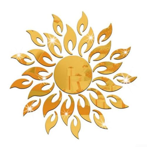 Spiegel-Sonnenblumen-Wandtattoo, abnehmbar, Acryl, Kunst-Aufkleber zur Verbesserung der Raumatmosphäre (Gold) von SPORTARC