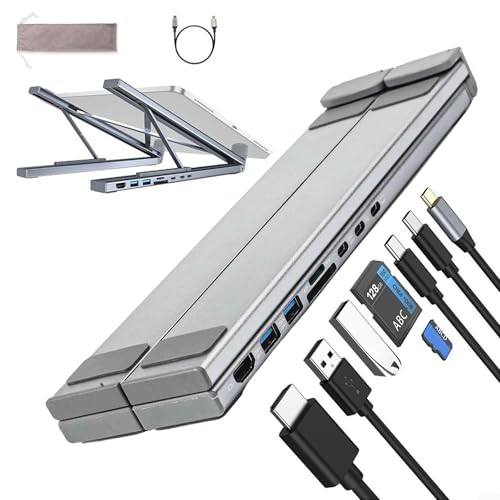 Tablet-Dockingstation, Laptop-Dockingstation mit verstellbarem Ständer, USB-3.0-Anschlüsse, SD/TF-Kartenleser, 4K-Ausgang, 100 W, schnelles Aufladen Tablet-Dockingstation, Laptop-Dockingstation mit verstellbarem Ständer, USB-3.0-Anschlüsse, SD/TF-Kartenleser, 4K-Ausgang, 100 W, schnelles Aufladen von SPORTARC