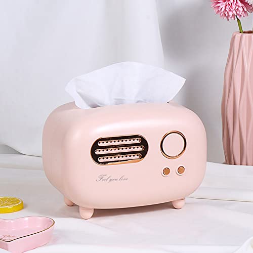 Taschentuchbox für Feuchttücher, Retro Radio Styling Kosmetiktücherbox, Kosmetiktücherbox Für Küche Badezimmer Schlafzimmer, 17.5×12.5×12.5cm, Rosa von SPORTARC