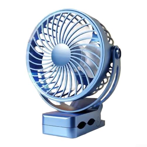Tragbarer USB-Ventilator mit Clip, 720 Grad drehbar, verstellbare Windgeschwindigkeit, leiser Betrieb für Zuhause, Büro, Arbeitszimmer (blau) von SPORTARC