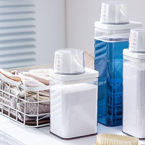 Transparenter Kunststoff-Waschpulverbehälter, Waschmittelspender, Seifenwaschmittel, Aufbewahrungsbox mit Messbecher, 1500 ml von SPORTARC