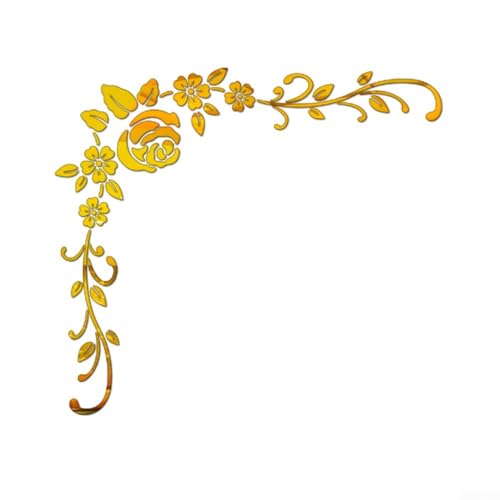 Trendige 3D Blume Wandtattoo Deko Acryl Aufkleber für Schlafzimmer Wohnzimmer (Gold) von SPORTARC
