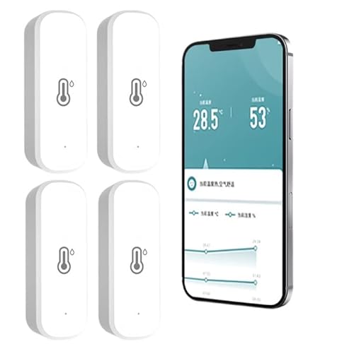 für Tuya WiFi Thermometer Hygrometer Innenraum Thermometer WiFi Temperatursensor Thermometer Thermo Hygrometer mit App Benachrichtigung und Datenspeicherung, 4 Stück für Tuya WiFi Thermometer Hygrometer Innenraum Thermometer WiFi Temperatursensor Thermometer Thermo Hygrometer mit App Benachrichtigung und Datenspeicherung, 4 Stück von SPORTARC