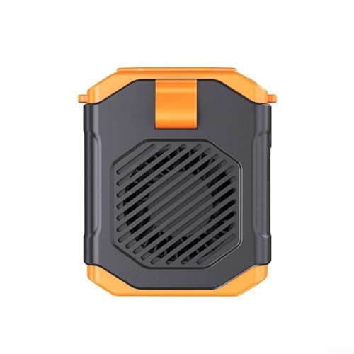 USB wiederaufladbarer Mini Taillenventilator mit 5 Geschwindigkeitsstufen und leisem Luftstrom, Hände Design zum Tragen an Taille oder Hals, inklusive Powerbank und integrierter Lichtfunktion (Orange) von SPORTARC