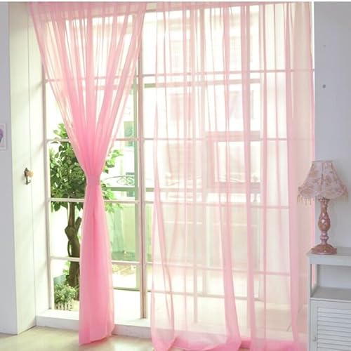 Voile Vorhang mit Tüll-Design, elegante Vorhänge für Türen und Fenster in Ihrem Zuhause (Rosa) von SPORTARC