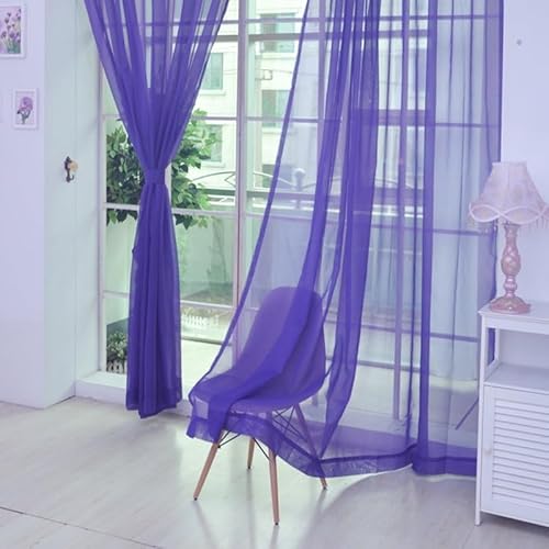 Voile Vorhang mit Tüll-Design, elegante Vorhänge für Türen und Fenster in Ihrem Zuhause (lila) von SPORTARC