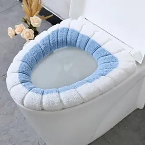 WC-Sitzwärmer-Bezug, weiches und bequemes Polyester-Pad, für ganzjährigen Gebrauch und einfaches Waschen (weiß und blau) von SPORTARC