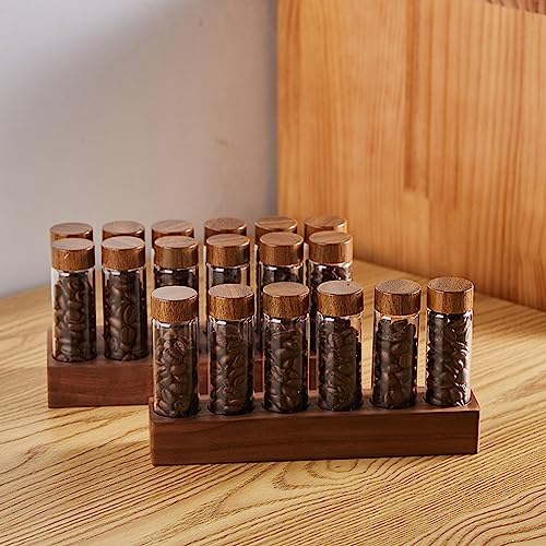 Walnuss Holz Kaffeebohnen Lagerung Display Rack Kaffeebohnen Lagerung Reagenzglas Glas Multifunktionale Reagenzglas Versiegelt Lagerung Rack 6 Löcher Set von SPORTARC