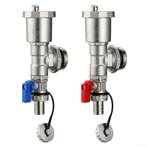 Wasserverteiler-Ende, Bodenheizung, automatisches Auspuffventil, Ablassventil, Verteiler, geeignet für verschiedene Heizsysteme (rot + blau) von SPORTARC