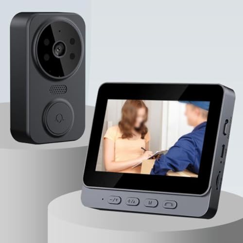 WiFi Free Video Doorbell with 4 3 Screen, Two Way Intercom, TF Card Support, Wireless Video Doorbell Phone Security Camera Door Bell Intercom von SPORTARC