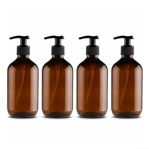 Wiederverwendbare Handpumpe, Spenderflasche, Badezimmer, Duschgel, Shampoo, 500 ml, 4 Stück (braun) von SPORTARC