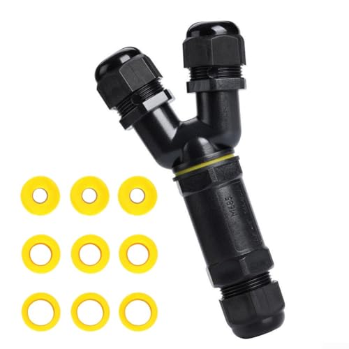 Y-Kabelbuchse, Abzweigdose, Kabelverbinder, IP68, wasserdicht, unterirdisch, 3-polig (1 x Kabelstecker + 9 x Gummikern) von SPORTARC